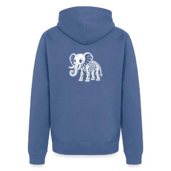 Süßes Skelett Elefant Rüssel Stoßzähne Cartoon - Unisex Premium Bio Zip Hoodie - Taubenblau - Hinten - Nico (187cm)