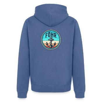 Föhr - Insel - Nordsee - Anker - Urlaub - Erholung - Unisex Premium Bio Zip Hoodie - Taubenblau - Hinten - Nico (187cm)