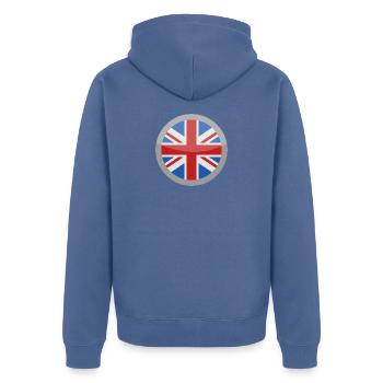Flagge Großbritanniens - Unisex Premium Bio Zip Hoodie - Taubenblau - Hinten - Nico (187cm)