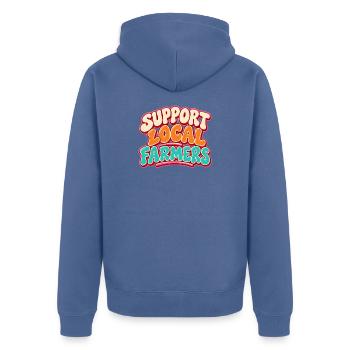 Unterstütze lokale Bauern - Unisex Premium Bio Zip Hoodie - Taubenblau - Hinten - Nico (187cm)