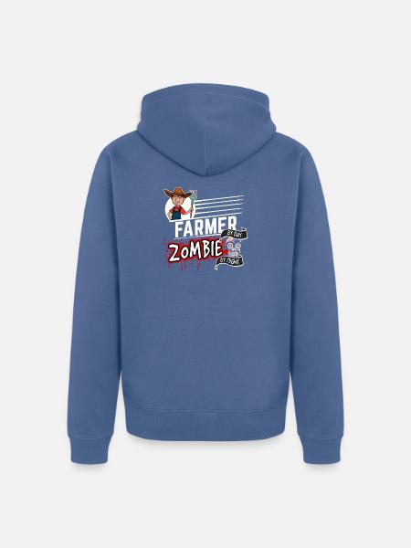 Farmer by day Zombie by night - Bauer - Unisex Premium Bio Zip Hoodie - Taubenblau