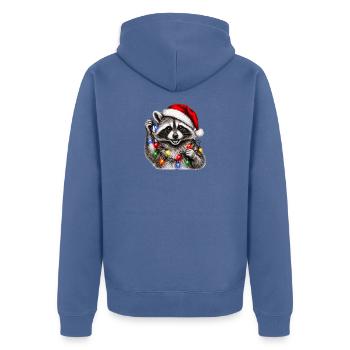 Raccoon Christmas Lichterkette Stil - Unisex Premium Bio Zip Hoodie - Taubenblau - Hinten - Nico (187cm)