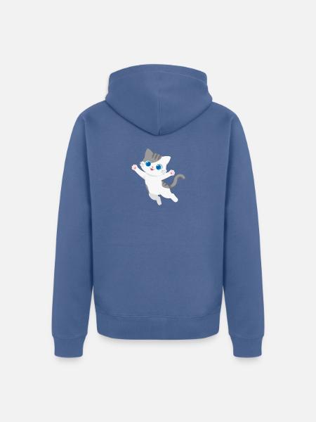 Verspieltes Kawaii-Kätzchenspringen - Unisex Premium Bio Zip Hoodie - Taubenblau
