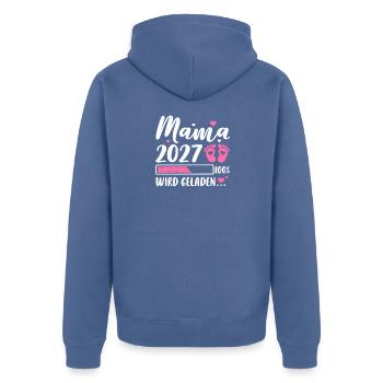 Mama 2027 - Unisex Premium Bio Zip Hoodie - Taubenblau - Hinten - Nico (187cm)