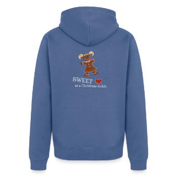 Sweet as a Christmas cookie - Lebkuchenmädchen - Unisex Premium Bio Zip Hoodie - Taubenblau - Hinten - Nico (187cm)