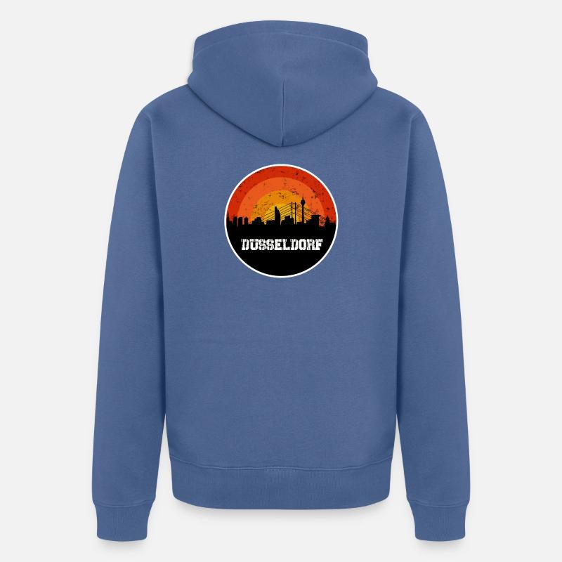 Skyline Düsseldorf - Veste à capuche bio Premium Unisexe - bleu pigeon