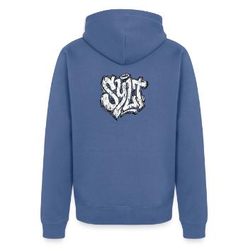 Sylt Graffiti Oldschool Hip Hop - Unisex Premium Bio Zip Hoodie - Taubenblau - Hinten - Nico (187cm)