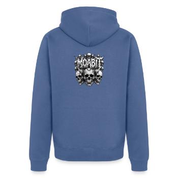 Moabit Berlin Heavy Metal - Unisex Premium Bio Zip Hoodie - Taubenblau - Hinten - Nico (187cm)