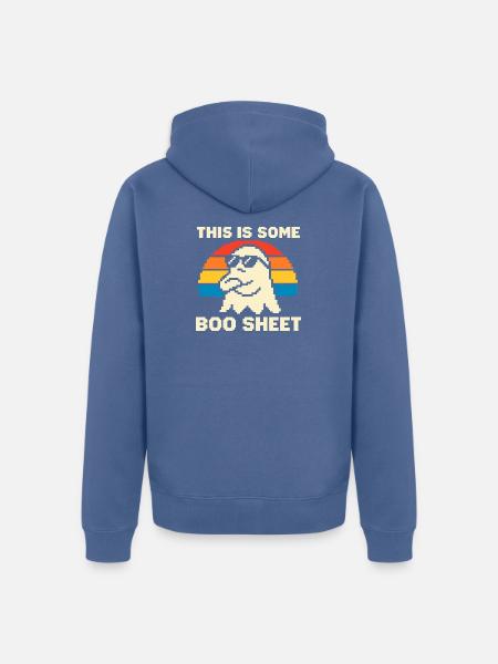Pixelgeist mit Regenbogen - Unisex Premium Bio Zip Hoodie - Taubenblau