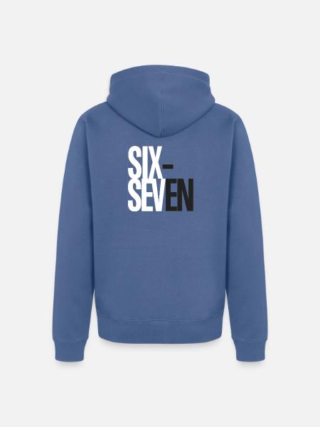 Sechs- und Sieben-Überlappungstypografie - Unisex Premium Bio Zip Hoodie - Taubenblau