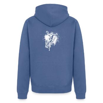 Un motif réservé au handball pour hommes - Veste à capuche bio Premium Unisexe - bleu pigeon - Dos - Nico (187cm)