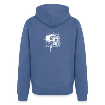 Un motif réservé aux vélos de route - Veste à capuche bio Premium Unisexe - bleu pigeon - Dos - Nico (187cm)
