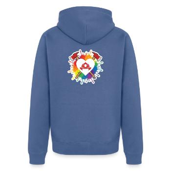 Feuerwehr Herz Regenbogen Pride Liebe Axt - Unisex Premium Bio Zip Hoodie - Taubenblau - Hinten - Nico (187cm)