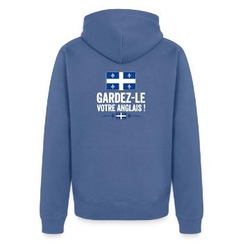  Gardez-le votre anglais - Veste à capuche bio Premium Unisexe - bleu pigeon - Dos - Nico (187cm)