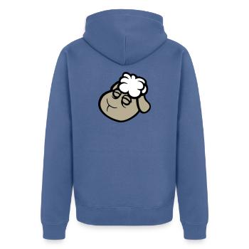 Schaf Gesicht Traurig Müde Erschöpft Schlafend Süß - Unisex Premium Bio Zip Hoodie - Taubenblau - Hinten - Nico (187cm)