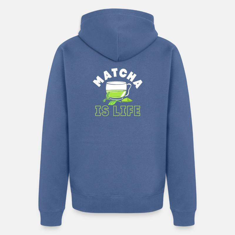 Matcha Tee - Unisex Premium Bio Zip Hoodie - Taubenblau