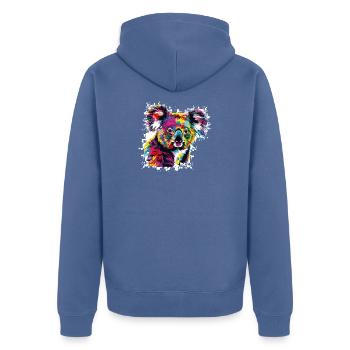 Explosion de couleurs de Koala Créatif - Veste à capuche bio Premium Unisexe - bleu pigeon - Dos - Nico (187cm)