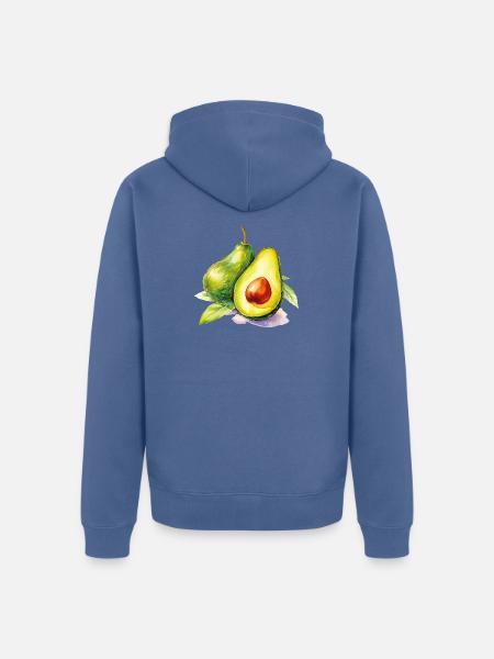Avocado Aquarell Frische - Unisex Premium Bio Zip Hoodie - Taubenblau