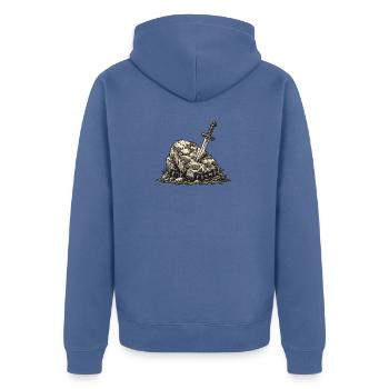 Germanen Schwert Stein - Unisex Premium Bio Zip Hoodie - Taubenblau - Hinten - Nico (187cm)