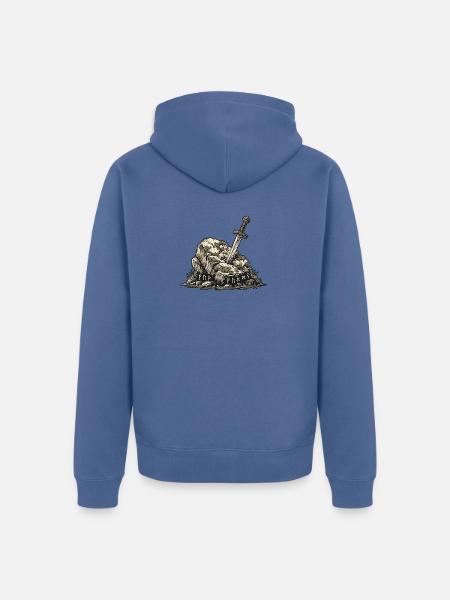 Germanic Sword Stone - Unisex Premium Organic Zip Hoodie - stone blue