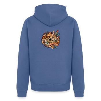Silvester Feuerwerk Krach Bum Zisch - Unisex Premium Bio Zip Hoodie - Taubenblau - Hinten - Nico (187cm)
