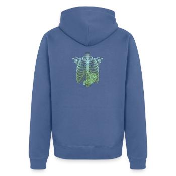 Röntgen Halloween Handwerker - Unisex Premium Bio Zip Hoodie - Taubenblau - Hinten - Nico (187cm)
