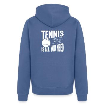 Tennis is all you need - Unisex Premium Organic Zip Hoodie - stone blue - Back - Nico (187cm)