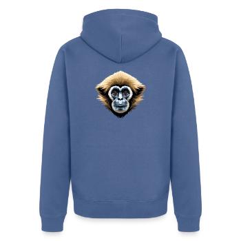 Gibbon Affe Weißhandgibbon Monkey Süße Lar Gibbons - Unisex Premium Bio Zip Hoodie - Taubenblau - Hinten - Nico (187cm)
