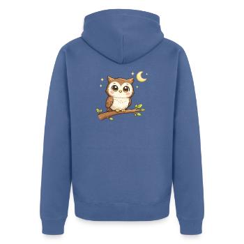Nocturnal Owl Friend - Unisex Premium Organic Zip Hoodie - stone blue - Back - Nico (187cm)