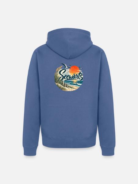 Seewärts Strandsunset - Unisex Premium Bio Zip Hoodie - Taubenblau