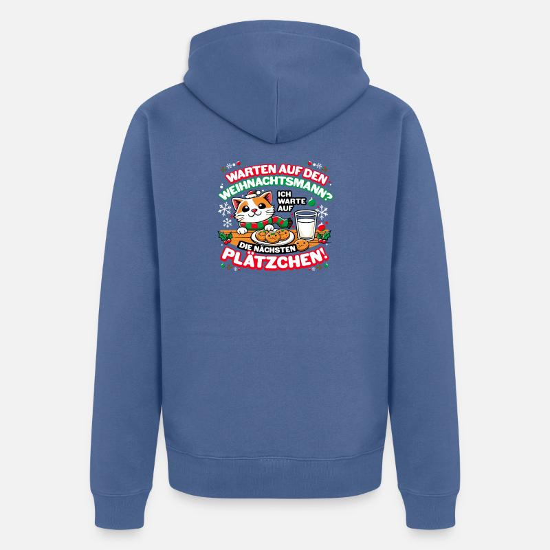 Ich warte auf die nächsten Plätzchen - Unisex Premium Bio Zip Hoodie - Taubenblau