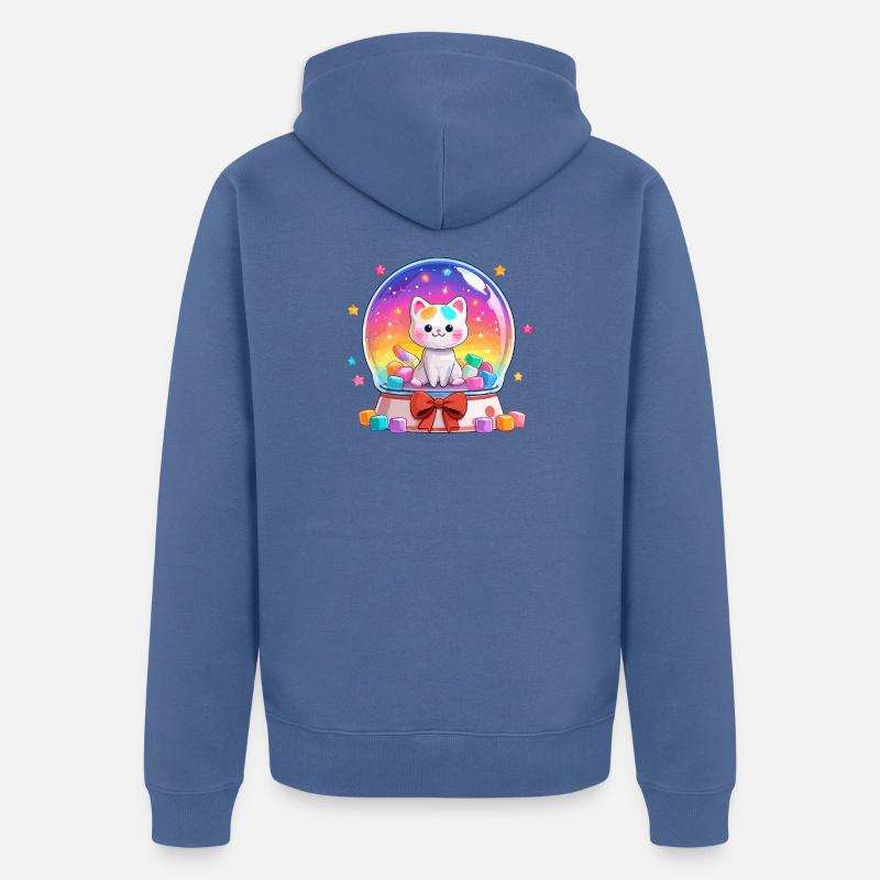 Boule à neige des chats arc-en-ciel - Veste à capuche bio Premium Unisexe - bleu pigeon