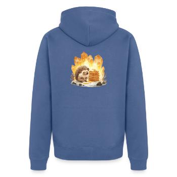 Igel & Pancake Kristalle - Unisex Premium Bio Zip Hoodie - Taubenblau - Hinten - Nico (187cm)