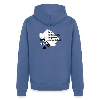 für jeden etwas dabei - Unisex Premium Bio Zip Hoodie - Taubenblau - Hinten - Nico (187cm)