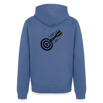 Fliegender Dartpfeil Icon - Unisex Premium Bio Zip Hoodie - Taubenblau - Hinten - Nico (187cm)