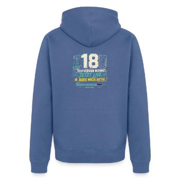 18 Geburtstag Gamer Geschenk Volljährigkeit Gaming - Unisex Premium Bio Zip Hoodie - Taubenblau - Hinten - Nico (187cm)