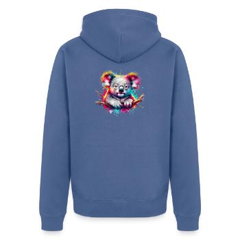 Koala - Unisex Premium Organic Zip Hoodie - stone blue - Back - Nico (187cm)