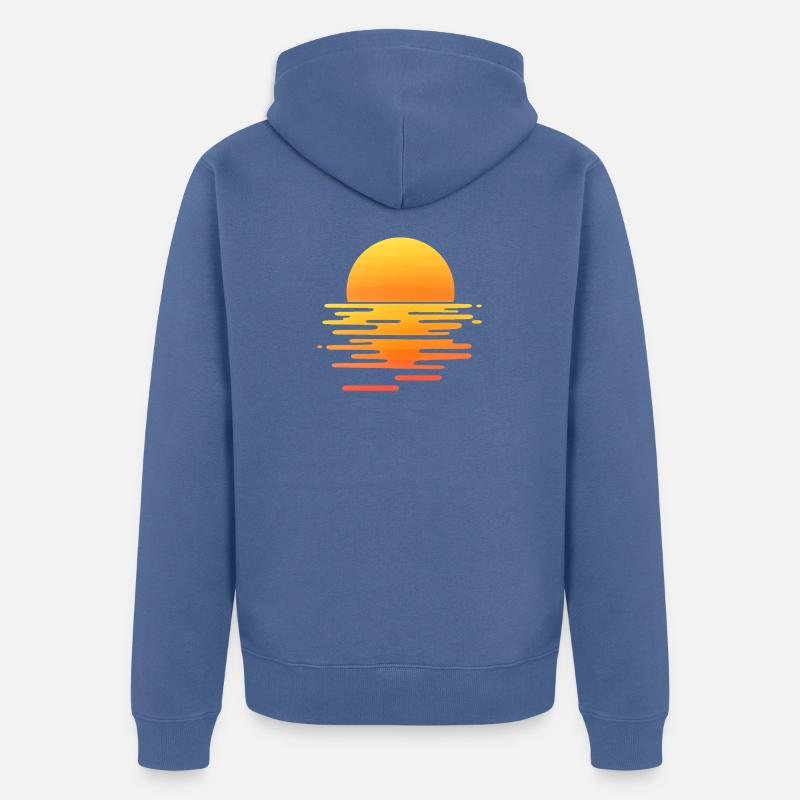 Coucher de soleil rétro - Veste à capuche bio Premium Unisexe - bleu pigeon