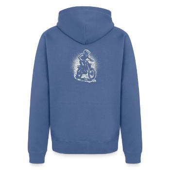 Classic motocross motif - Unisex Premium Organic Zip Hoodie - stone blue - Back - Nico (187cm)