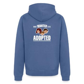 Famille adoptive choisie et aimée - Veste à capuche bio Premium Unisexe - bleu pigeon - Dos - Nico (187cm)