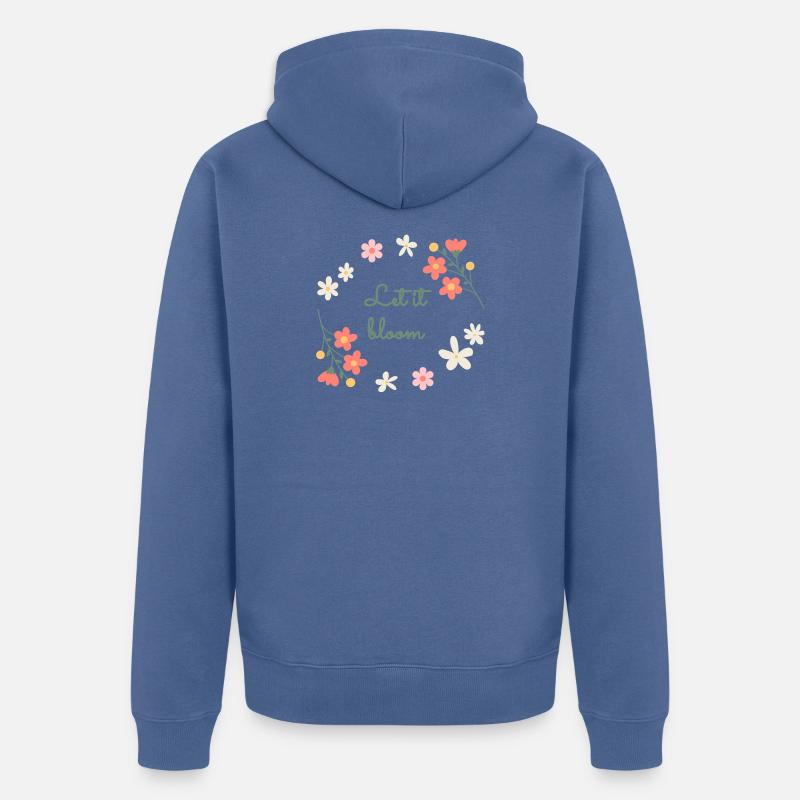 Ça sent le printemps, délicate illustration de marguerites - Veste à capuche bio Premium Unisexe - bleu pigeon