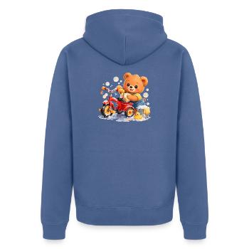 Nettoyage de tissues pour enfants Ours Tricycle Nettoyage de printemps - Veste à capuche bio Premium Unisexe - bleu pigeon - Dos - Nico (187cm)