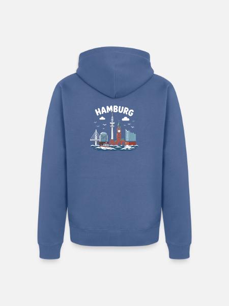 Hamburg Skyline Coastal Magic - Unisex Premium Organic Zip Hoodie - stone blue