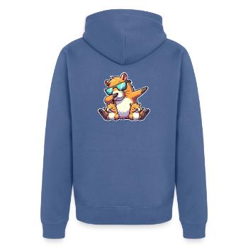 Capybara Papa - Unisex Premium Bio Zip Hoodie - Taubenblau - Hinten - Nico (187cm)