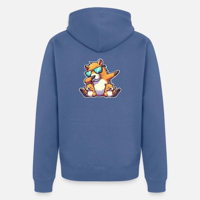 Capybara papa - Veste à capuche bio Premium Unisexe - bleu pigeon