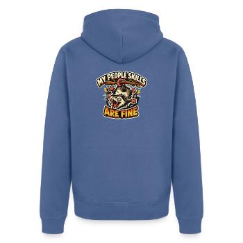 My Social Skills Are Fine – Cartoon Hedgehog - Unisex Premium Organic Zip Hoodie - stone blue - Back - Nico (187cm)