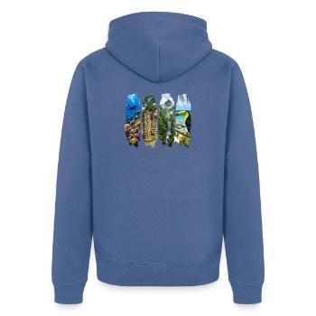 Honduras Urlaub Travel – Karibik Kultur & Land - Unisex Premium Bio Zip Hoodie - Taubenblau - Hinten - Nico (187cm)