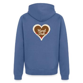 Herzl-Dieb Lebkuchenherz Volksfest Flirt Verliebt - Unisex Premium Bio Zip Hoodie - Taubenblau - Hinten - Nico (187cm)