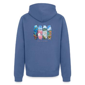Bonaire Holiday Travel – Motif nature et récif des Caraïbes - Veste à capuche bio Premium Unisexe - bleu pigeon - Dos - Nico (187cm)