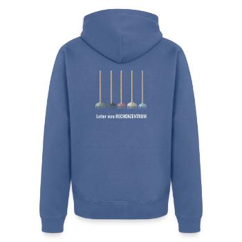 Programmierer 6 Stages of debugging - Unisex Premium Bio Zip Hoodie - Taubenblau - Hinten - Nico (187cm)